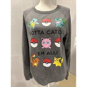 Pokemon Sweatshirt Gotta Catch 'Em All Mighty Fine Grey Shirt Size Small